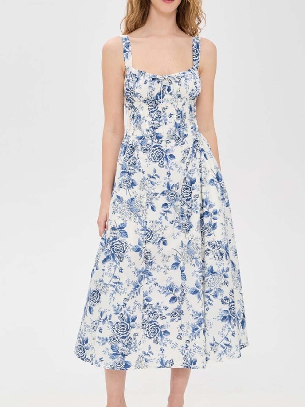 Moon River blue and white toile print dress